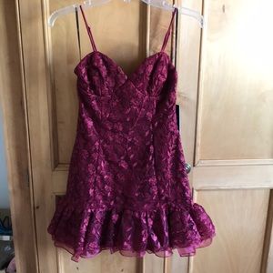 Wine-colored peplum dress